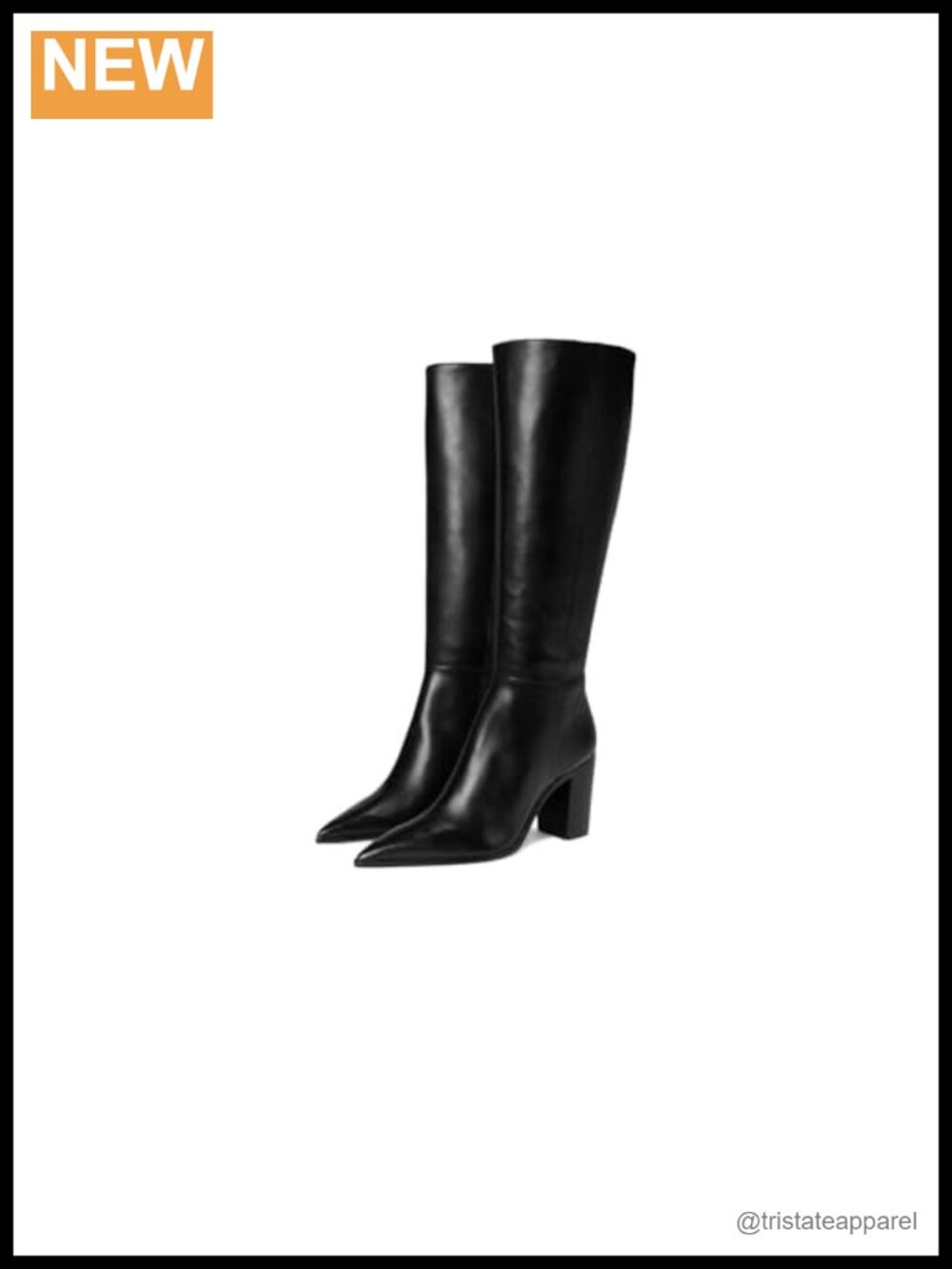 Knee-High Leather Block Heel Booties with Pointed Toe
